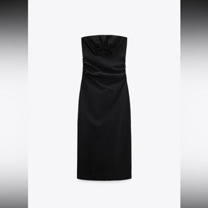 NWT ZARA Black Strapless Dress with front cut out